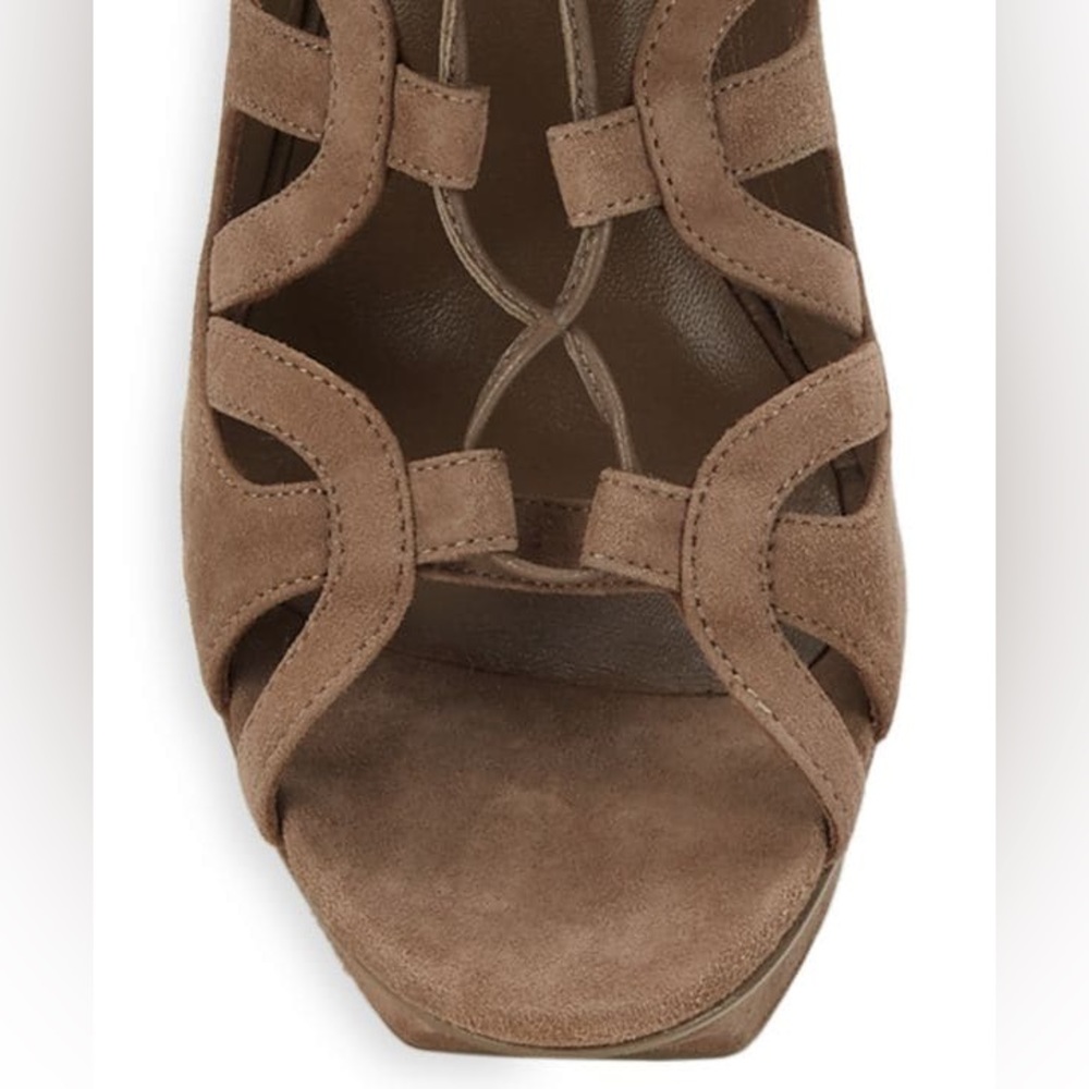 ๐ Saint Laurent Taupe Suede Tribute Ankle Wrap Lace Up Platform Stiletto - Picture 14 of 16